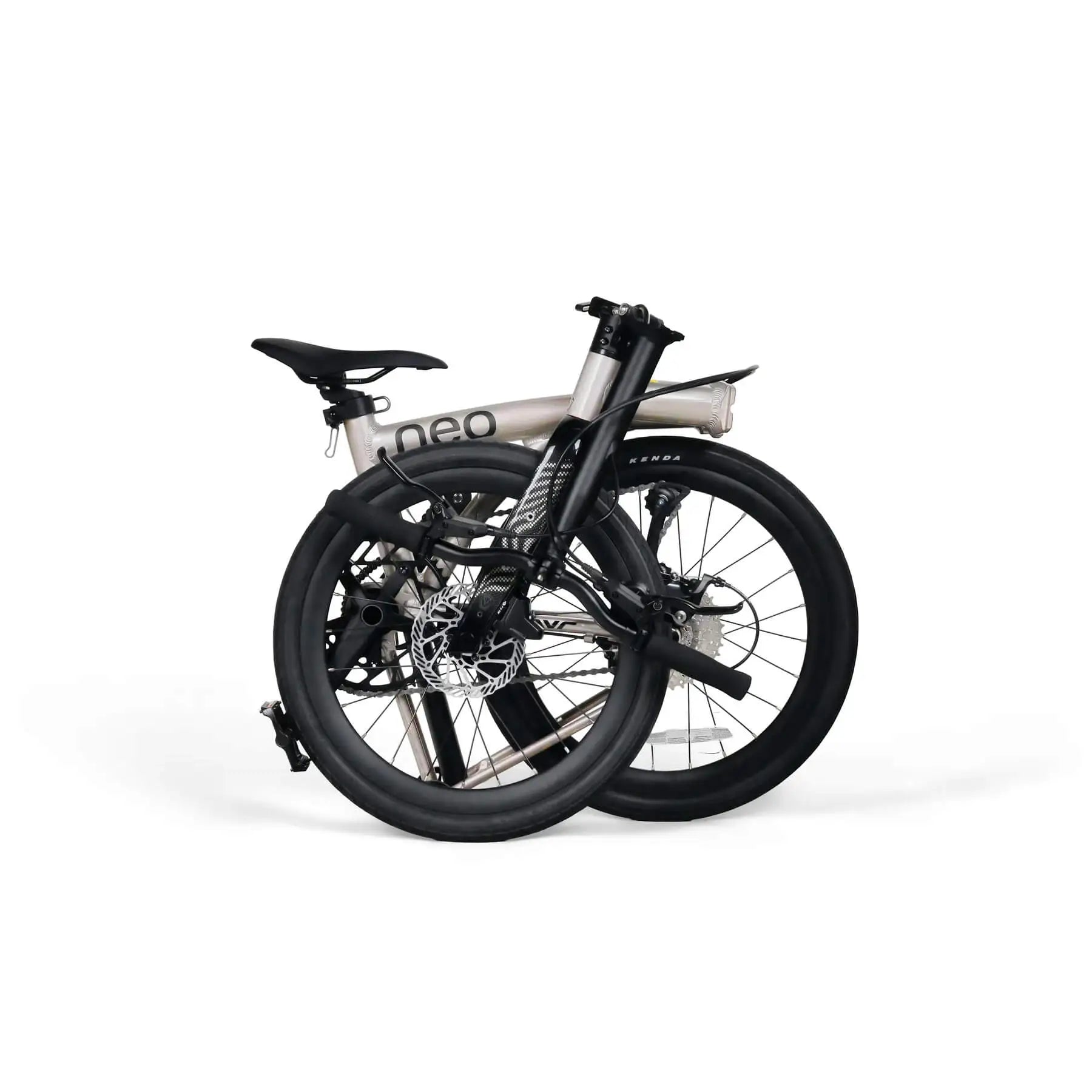 Side profile of Java Neo 3 Trifold 20-inch folding bike with 20-inch aero disc brake wheels